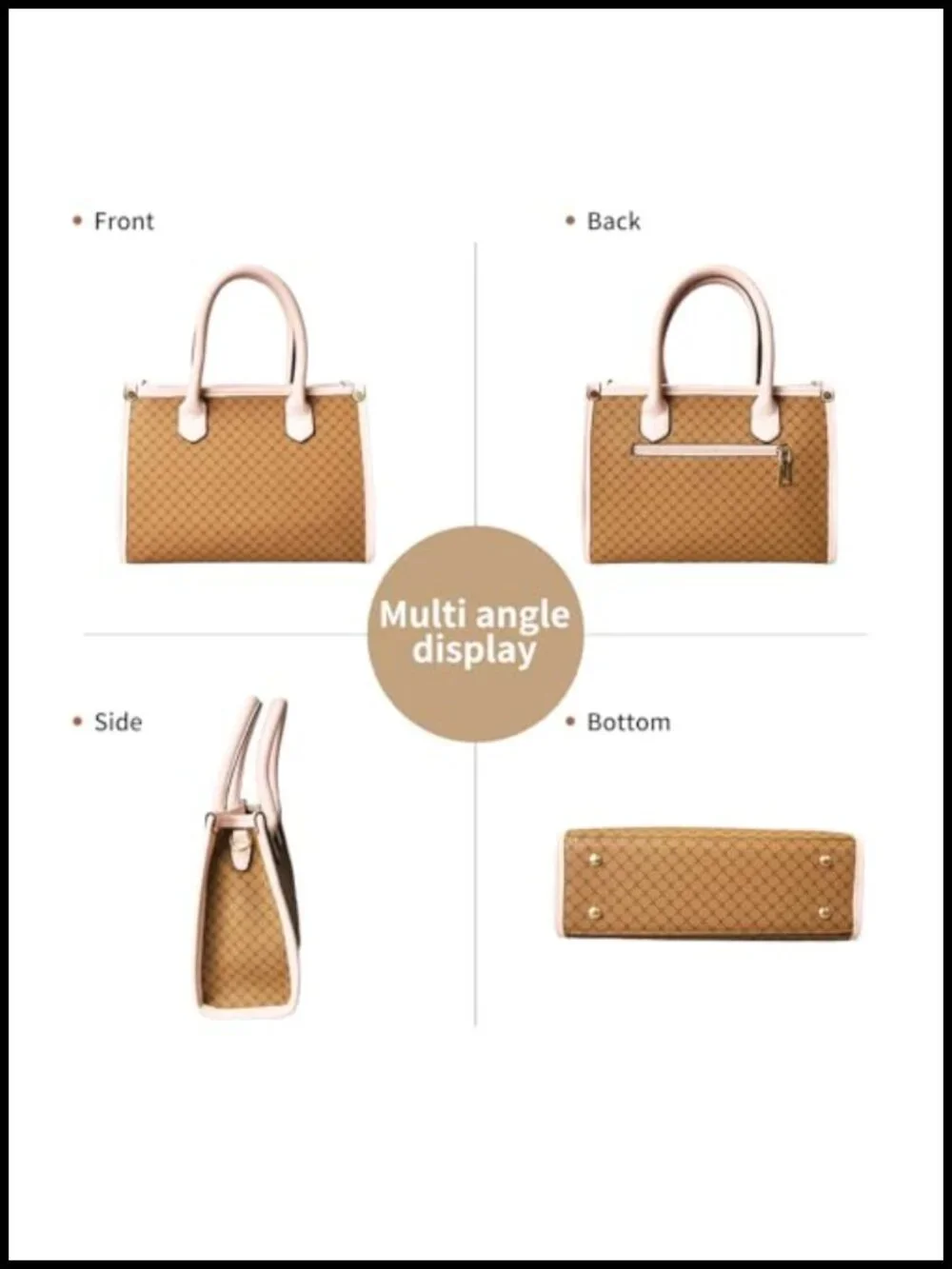 PU Leather 3-Piece Handbag Set Satchel Crossbody Tote with Wallet